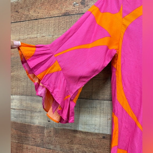 Escapada Susan 3/4 Sleeve Nantucket Pink Orange Rayon Top Size Medium - Picture 4 of 9